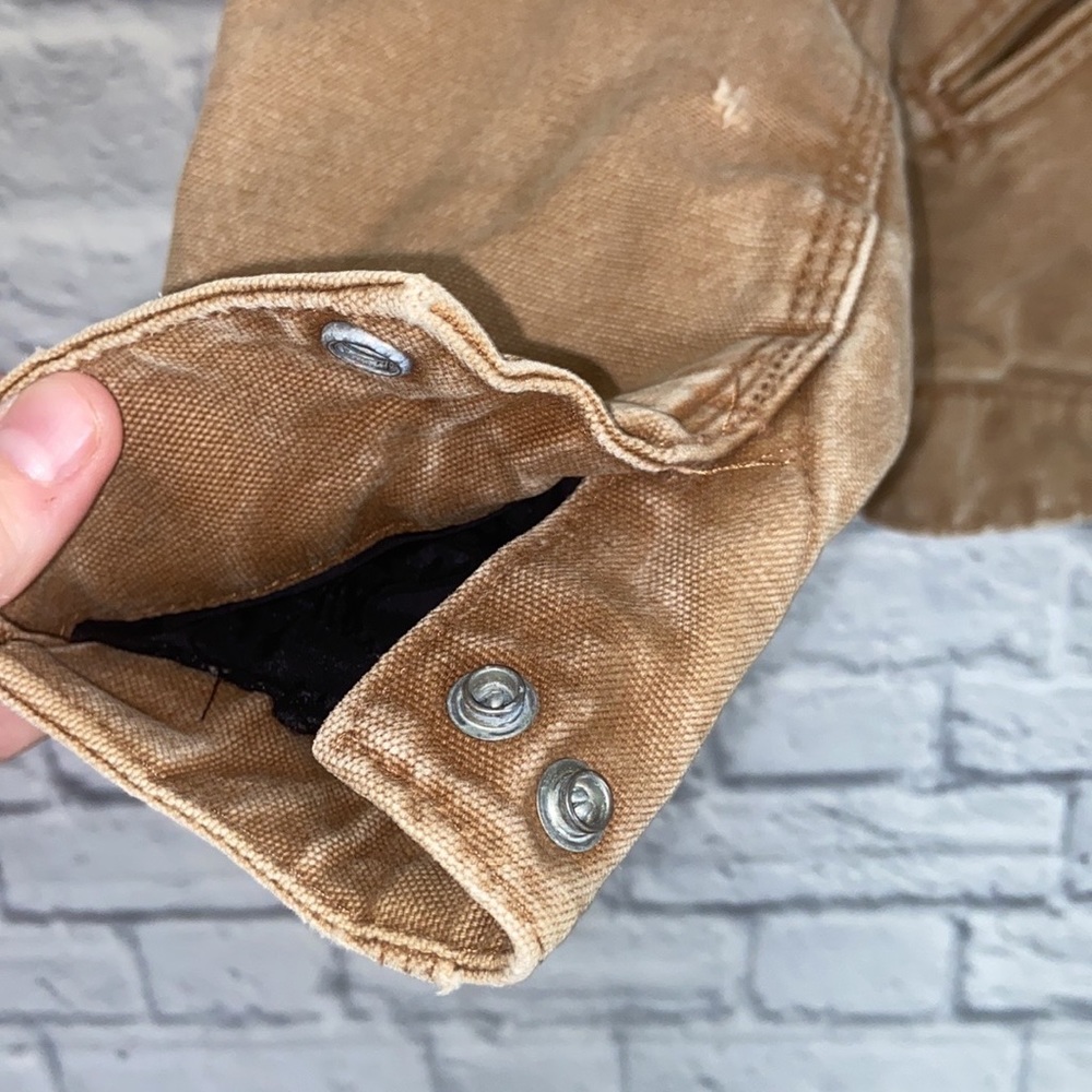 Boy's Vintage Carhartt Brown Canvas Zip Up Fleece Lined Jacket size Medium 8 - Picture 5 of 15